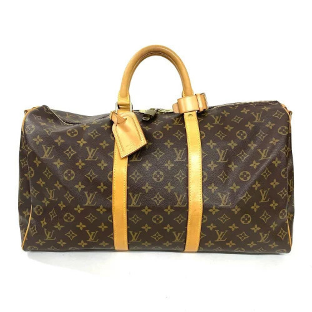 Louis Vuitton Keepall Boston Bag Monogram Canvas Brown Strap